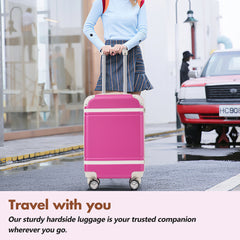 Hardshell Luggage Sets with Bags Lightweight Suitcase Double Spinner Wheels with TSA Lock ,Single Vintage Luggage 28 IN,Pink