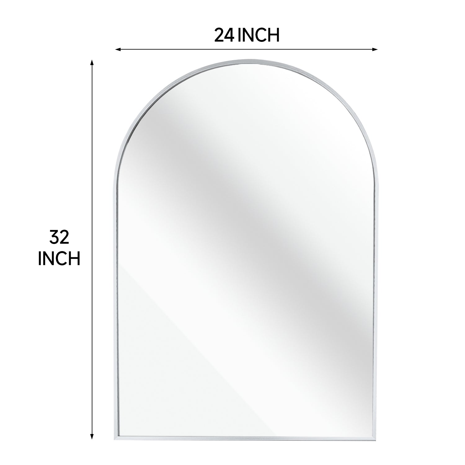 24x32 Inch Silver Metal Framed Arched Bathrrom Mirror for Wall.(W2203P220257)