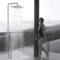 12 Inch Brushed Nickel Rain Shower Head, Square Ultra Thin 304 Stainless Steel High Pressure Shower Head Waterfall Full Body Coverage Waterfall Shower Head
