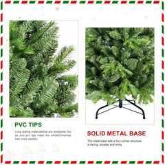 7.5FT Christmas Tree with 1599 PE+PVC Tips – Full-Bodied Holiday Tree with Hinged Branches, Easy Assembly, Stable Metal Stand, Classic Green Xmas Decoration