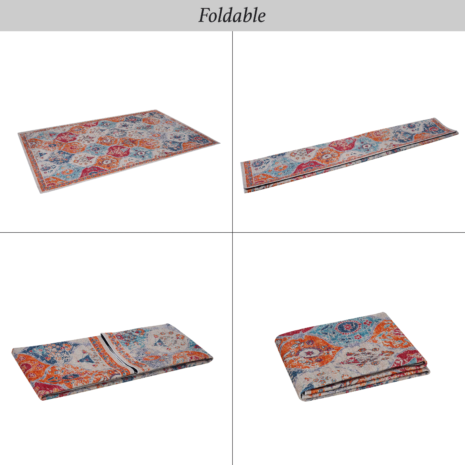 MAVAL Cream Washable Rug 5x8 Area Rug (Cream, 5' x 8')