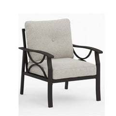 Set of 2  All-Weather Metal Armchairs, Khaki Frame with Beige Cushions