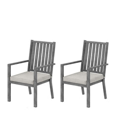 Set of 2 23" All-Weather Aluminum Patio Dining Chairs with Thick Gray Cushions and Gray Frame