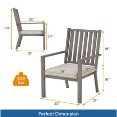 Set of 2 23" All-Weather Aluminum Patio Dining Chairs with Thick Gray Cushions and Gray Frame