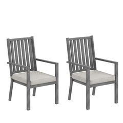 Set of 2 23" All-Weather Aluminum Patio Dining Chairs with Thick Gray Cushions and Gray Frame