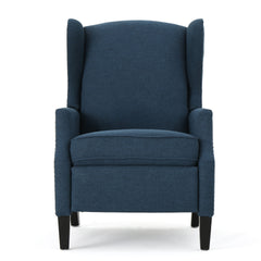 Pushback Recliner Chair, Modern Fabric Wingback Armchair with Nailhead Trim, and Wood Legs, Classic Living Room Recliner for Bedroom