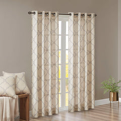 Fretwork Print Grommet Top Window Curtain Panel(Only 1 Pc Panel)
