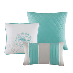 Printed Cotton Sateen Comforter Set Aqua Twin/Twin XL