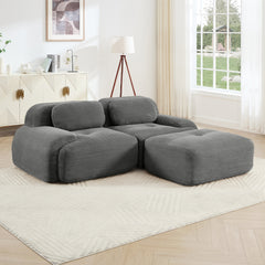 82'' L-shaped sofa in softCorduroy Fabric fabric modular design multiple combinations curved armrests no assembly required high-resilience sponge suitable for living rooms rest areas bedroom,Grey