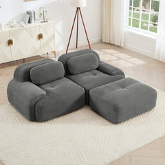 82'' L-shaped sofa in softCorduroy Fabric fabric modular design multiple combinations curved armrests no assembly required high-resilience sponge suitable for living rooms rest areas bedroom,Grey