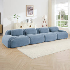 4-seat sofa soft corduroy fabric 32D high-resilience sponge pet-friendly ergonomic design full compression vacuum packaging free combination no assembly for bedrooms studies,Blue