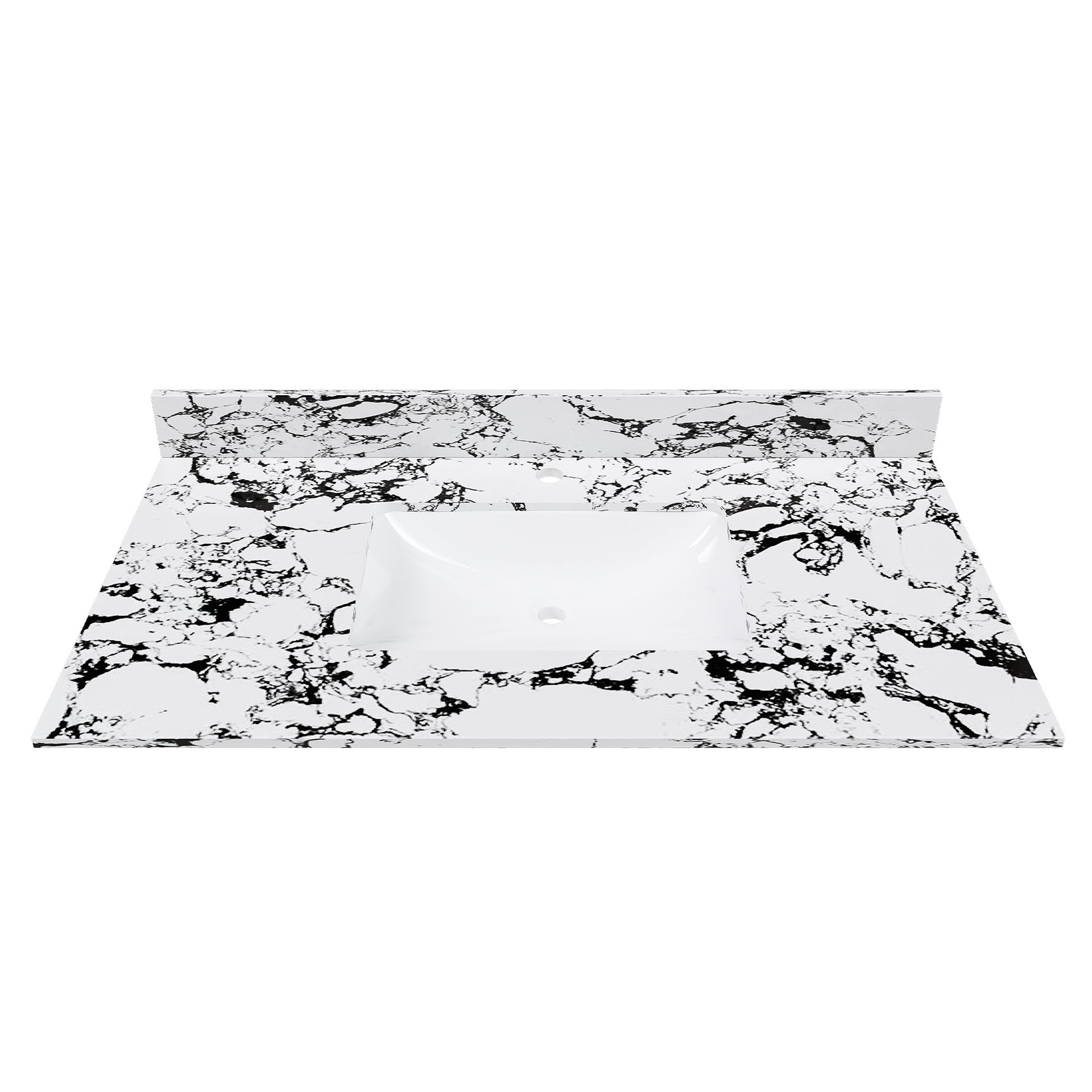 43"x22" Bathroom Vanity Top, with Undermount Ceramic Sink and Backsplash, artificial marble Bathroom Vanity Top with 1 Pre-Drilled Hole, New Carrara white and black( only Bathroom Vanity Top )