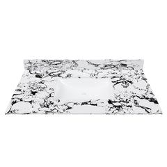 43"x22" Bathroom Vanity Top, with Undermount Ceramic Sink and Backsplash, artificial marble Bathroom Vanity Top with 1 Pre-Drilled Hole, New Carrara white and black( only Bathroom Vanity Top )