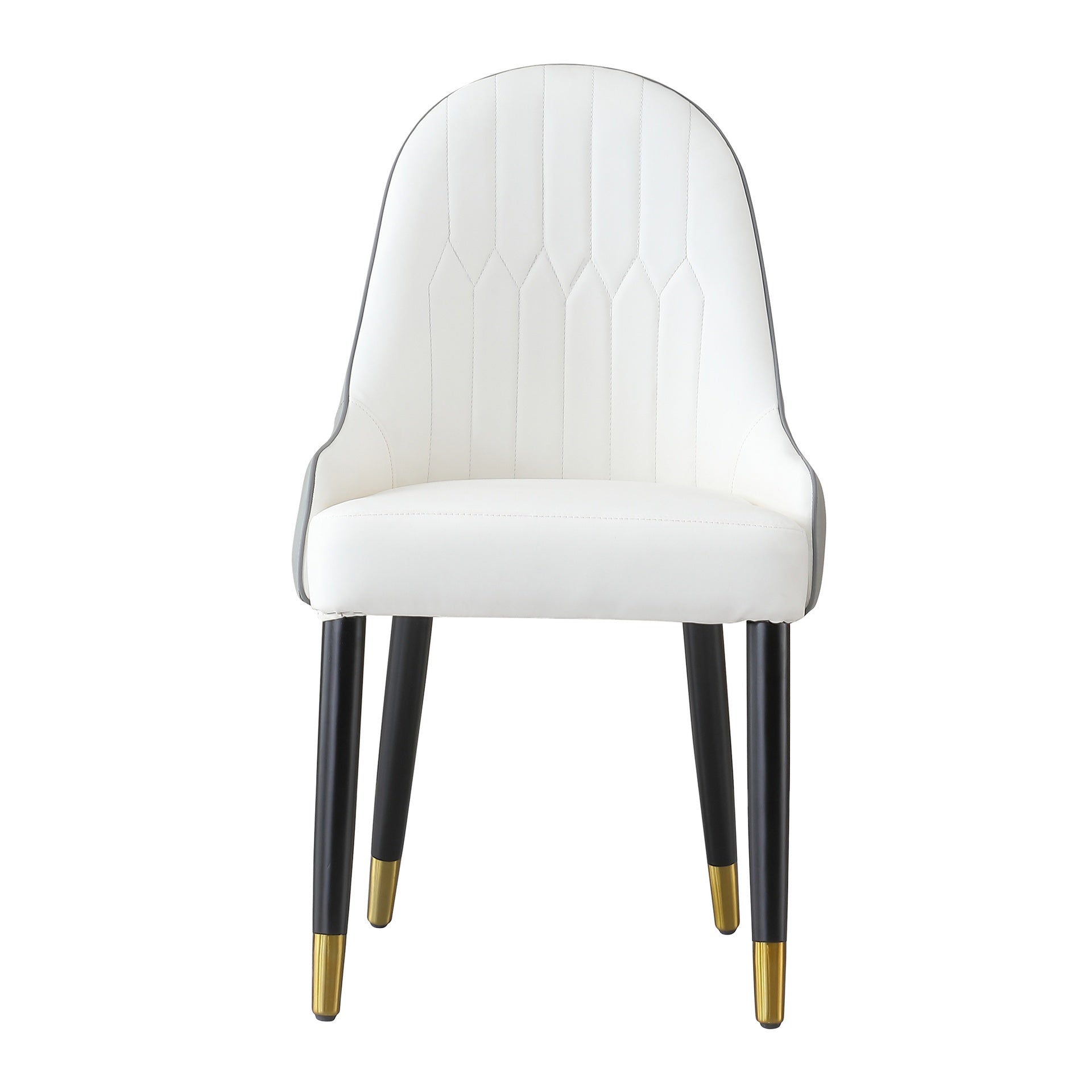 Modern Dining Chairs Set of 2 pcs Faux leather Dining Chair with Metal legs for Living Room/Dining Room/Reception Room(White+Gray)