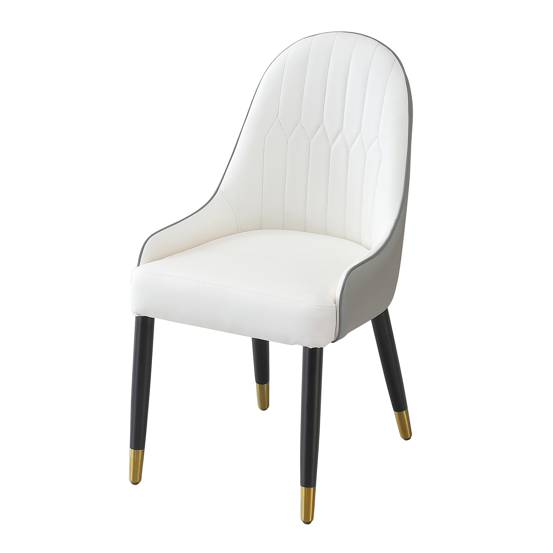 Modern Dining Chairs Set of 2 pcs Faux leather Dining Chair with Metal legs for Living Room/Dining Room/Reception Room(White+Gray)