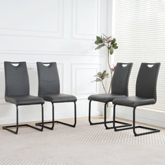 Modern Charcoal PU dining chair living room chair upholstered chair, black metal chair leg design, kitchen, living room, bedroom, dining room side chair (Set of 4)