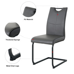 Modern Charcoal PU dining chair living room chair upholstered chair, black metal chair leg design, kitchen, living room, bedroom, dining room side chair (Set of 4)