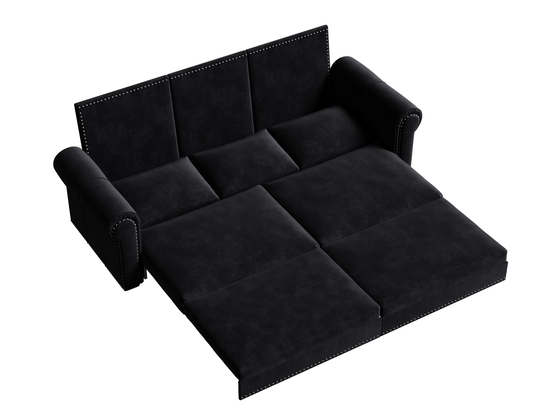 Chesterfield Sofa,93.7" King Pull Out Sofa Bed,3-in-1 Velvet Convertible Sleeper Sofa with Nailhead Trim & Rolled Arm,Multi-Functional Sofa Bed for Black