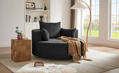 360° Swivel Chair Accent Barrel Chair Swivel Round Sofa Chair with 3 Removable Pillows for Living Room, Bedroom, Office and Hotel, Black