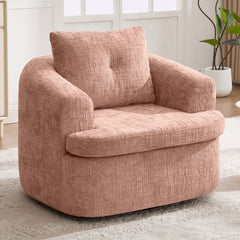 360° Swivel Sofa Chair Accent Barrel Chair 36.6" Swivel Round Chair with Dual-layer Cushion Design for Living Room, Bedroom, Office and Hotel, Pink