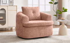 360° Swivel Sofa Chair Accent Barrel Chair 36.6" Swivel Round Chair with Dual-layer Cushion Design for Living Room, Bedroom, Office and Hotel, Pink