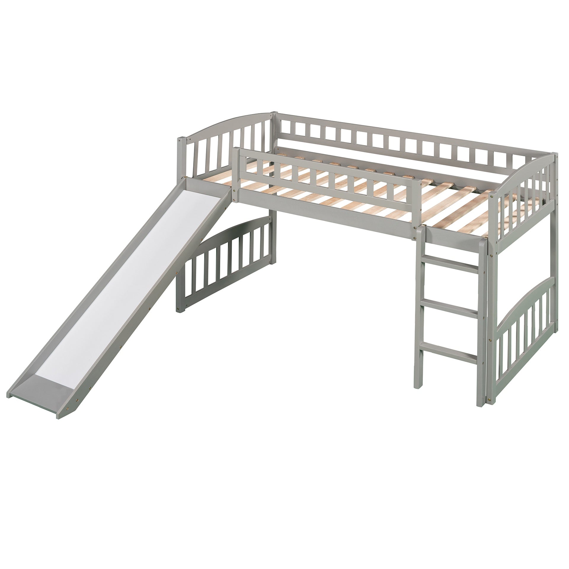 Twin size Loft Bed with Slide and Ladder, Gray(OLD SKU:LT000504AAE)