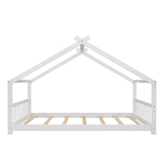 Full Size House Bed Wood Bed, White(OLD SKU:WF282522AAK)