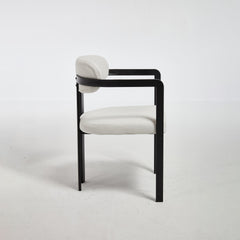 Modern Dining Room Chairs Set of 2, Mid-Century Upholstered Boucle Kitchen Dining Chairs with Black Metal Legs