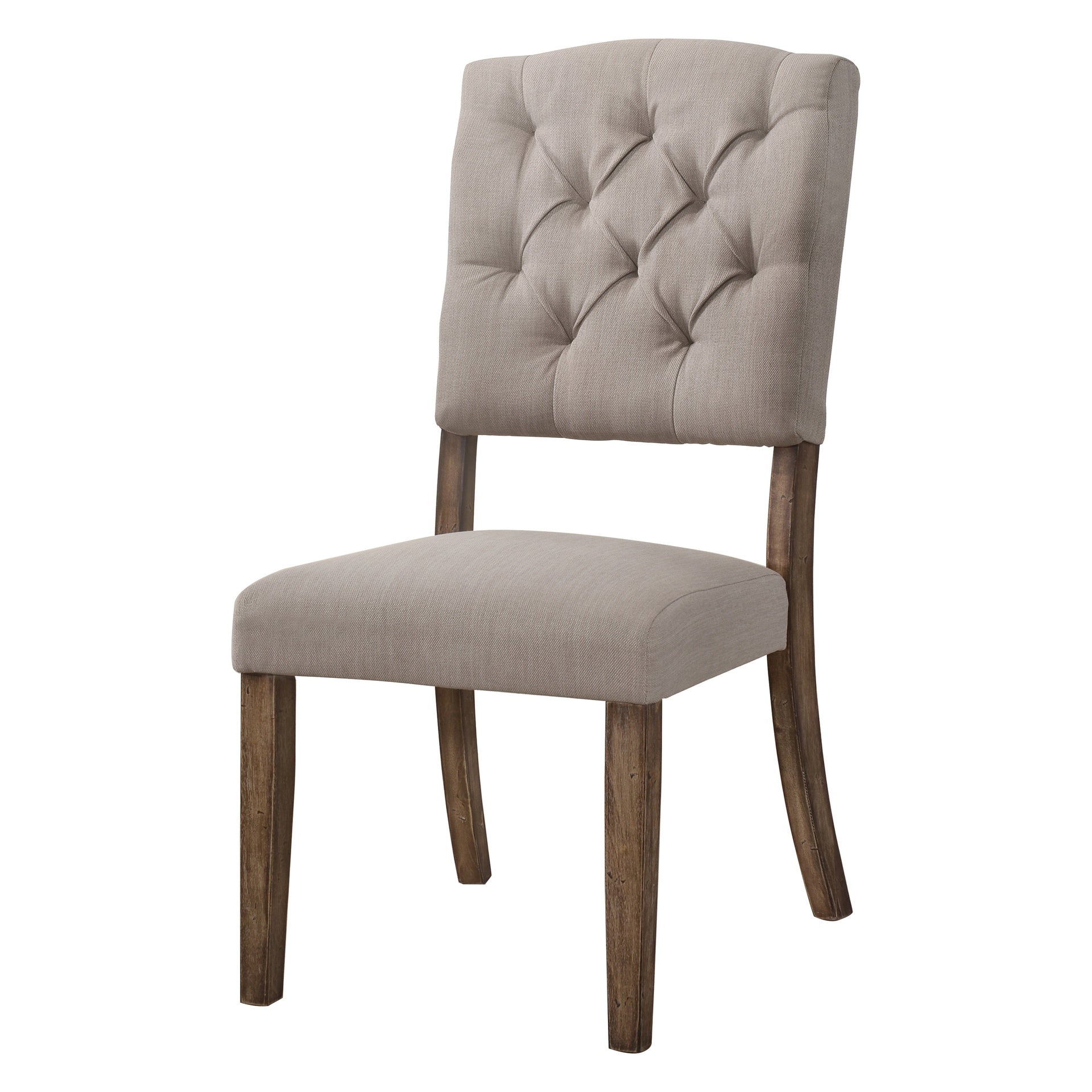 Bernard Beige Linen & Weathered Oak Finish Side Chair (Set of 2)