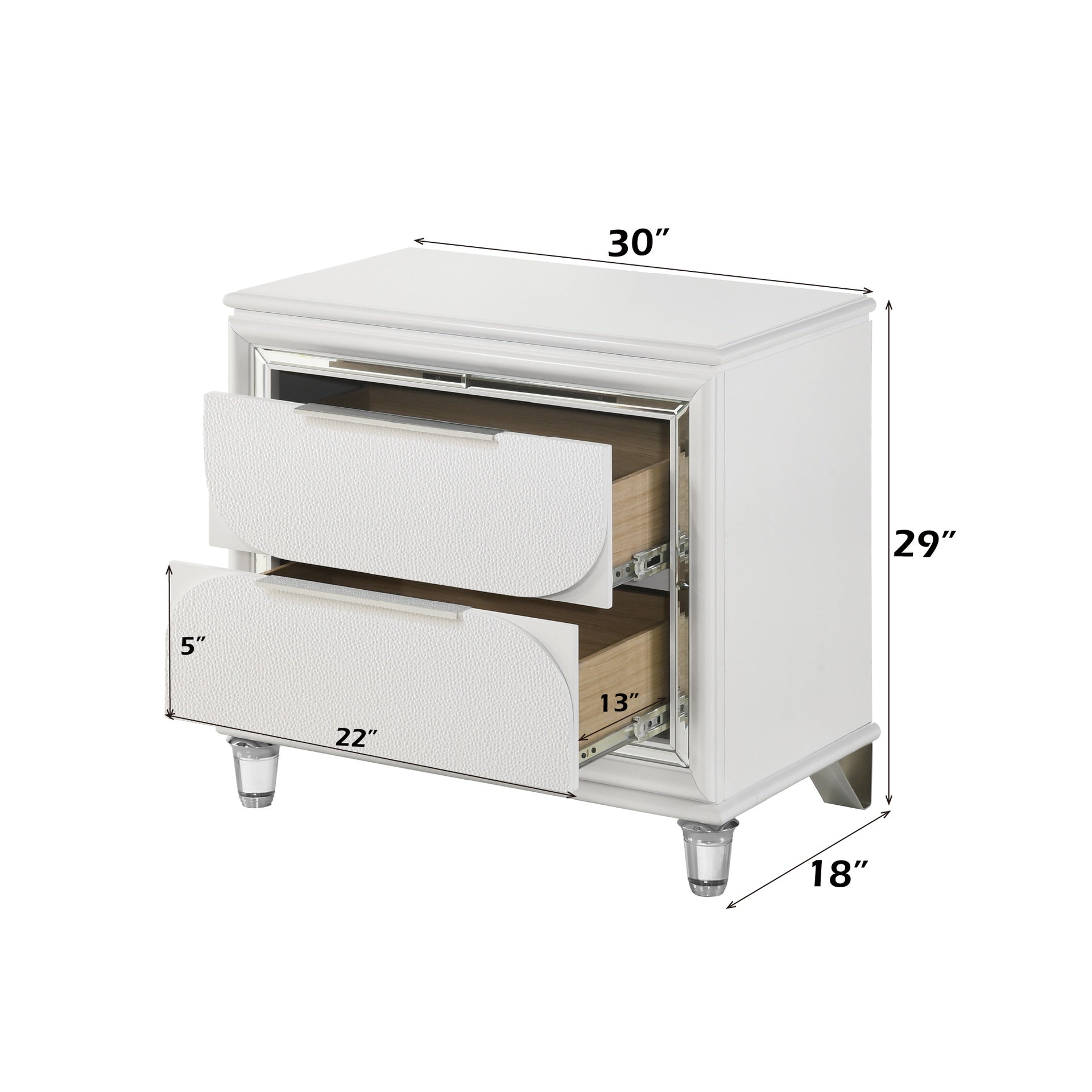Tarian Pearl White Finish Nightstand