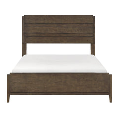 Classic Contemporary Dark Walnut Finish Queen Bed 1pc Durable Panel Bedroom Furniture Solid Rubberwood