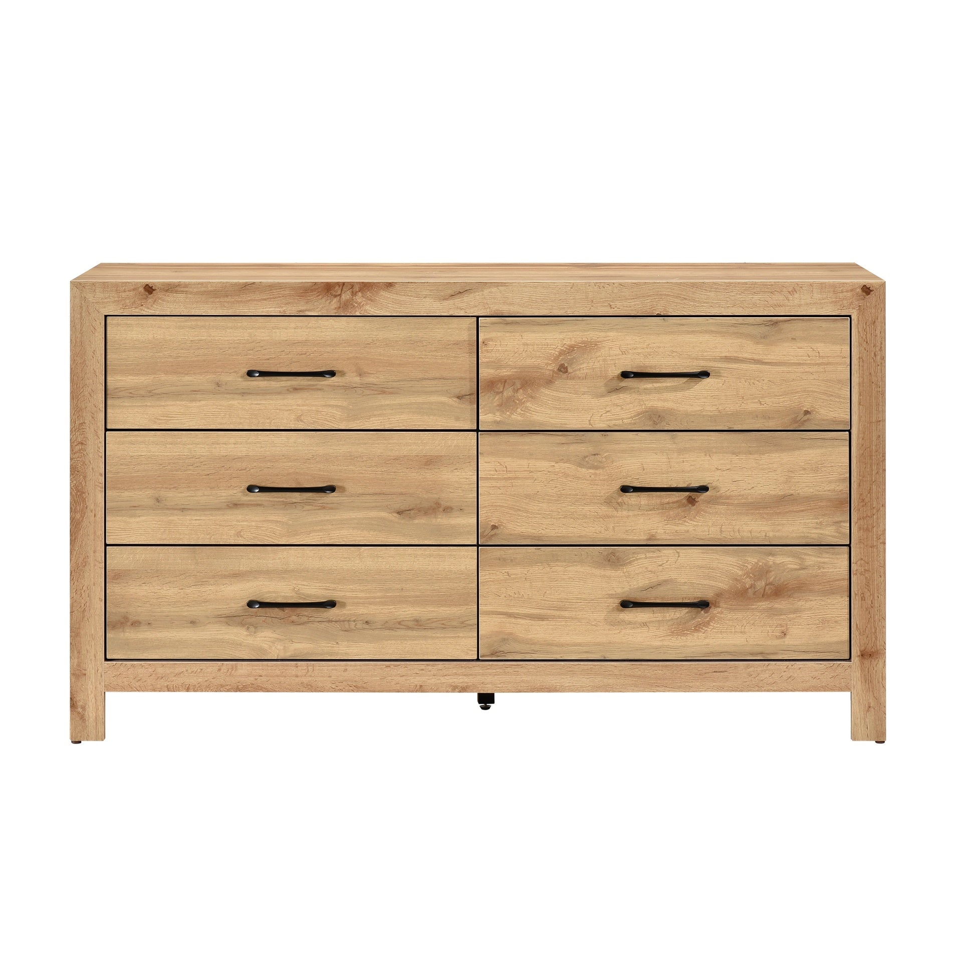 Rustic Natural Finish 6-Drawers Dresser Wooden Bedroom Furniture 1pc Storage Cabinet