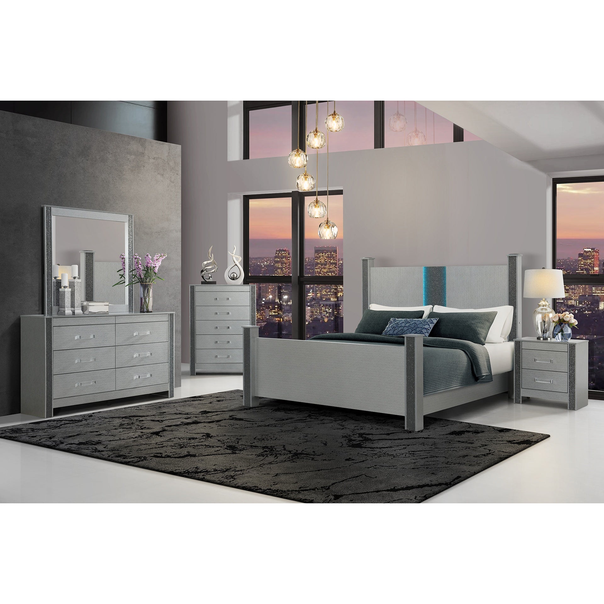 LORENZO SILVER 5PC QUEEN BEDROOM SET