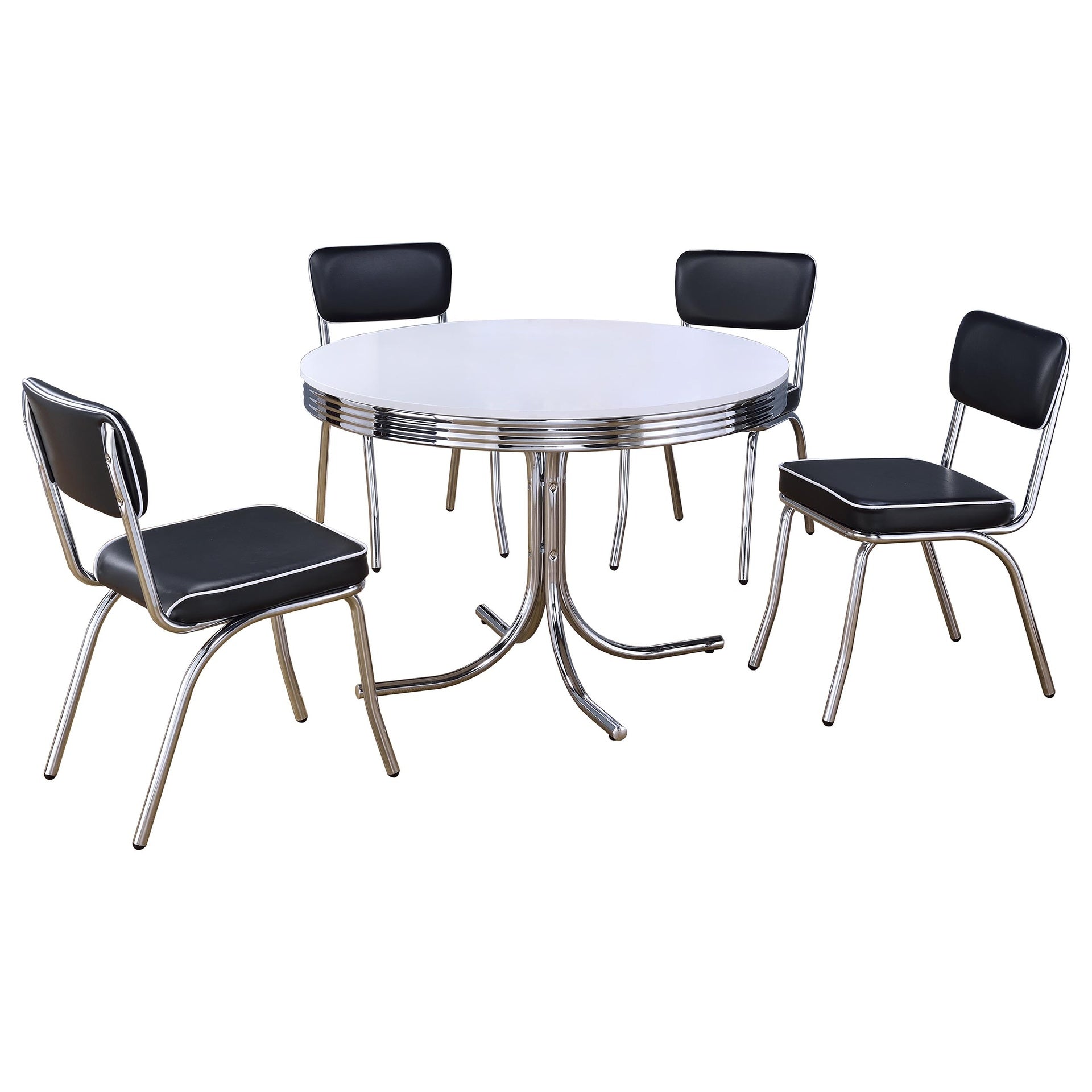 Marla White and Chrome 5-piece Dining Set