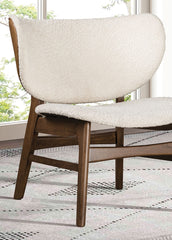 Modern Mid-Century Accent Chair With Wingback Walnut/Beige