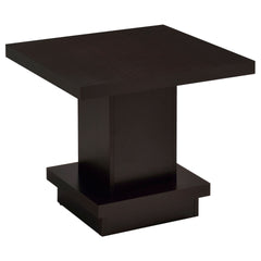 Mbala Cappuccino Square Pedestal End Table