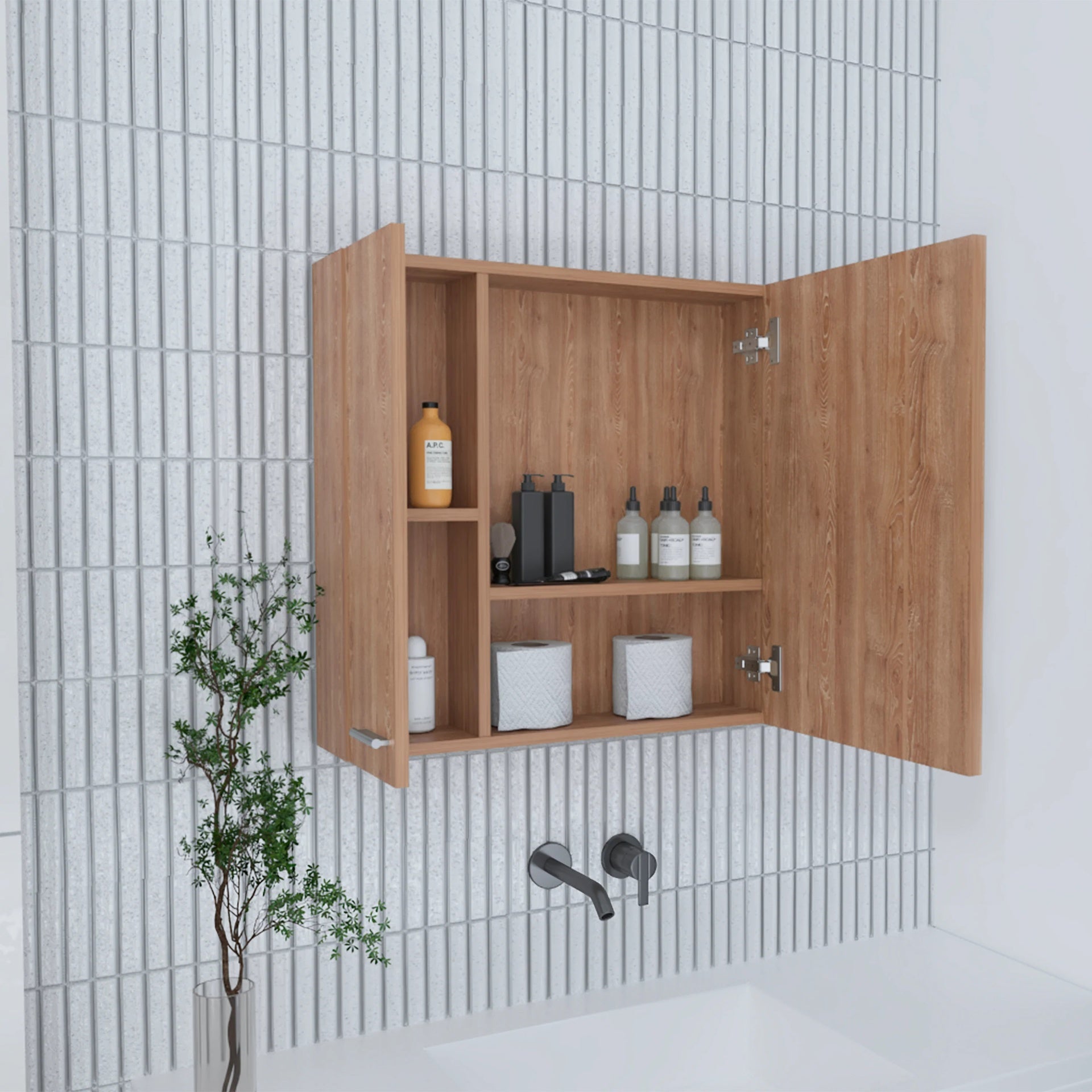 4-Shelf Bathroom Medicine Cabinet with Mirror