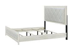 Modern Transitional Beige Finish 1pc Queen Size Panel Bed Tufted Headboard Footboard Wooden Bedroom Furniture
