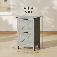 File Cabinet with 2 Drawers, Rustic Farmhouse Office Storage Cabinet,Light Gray