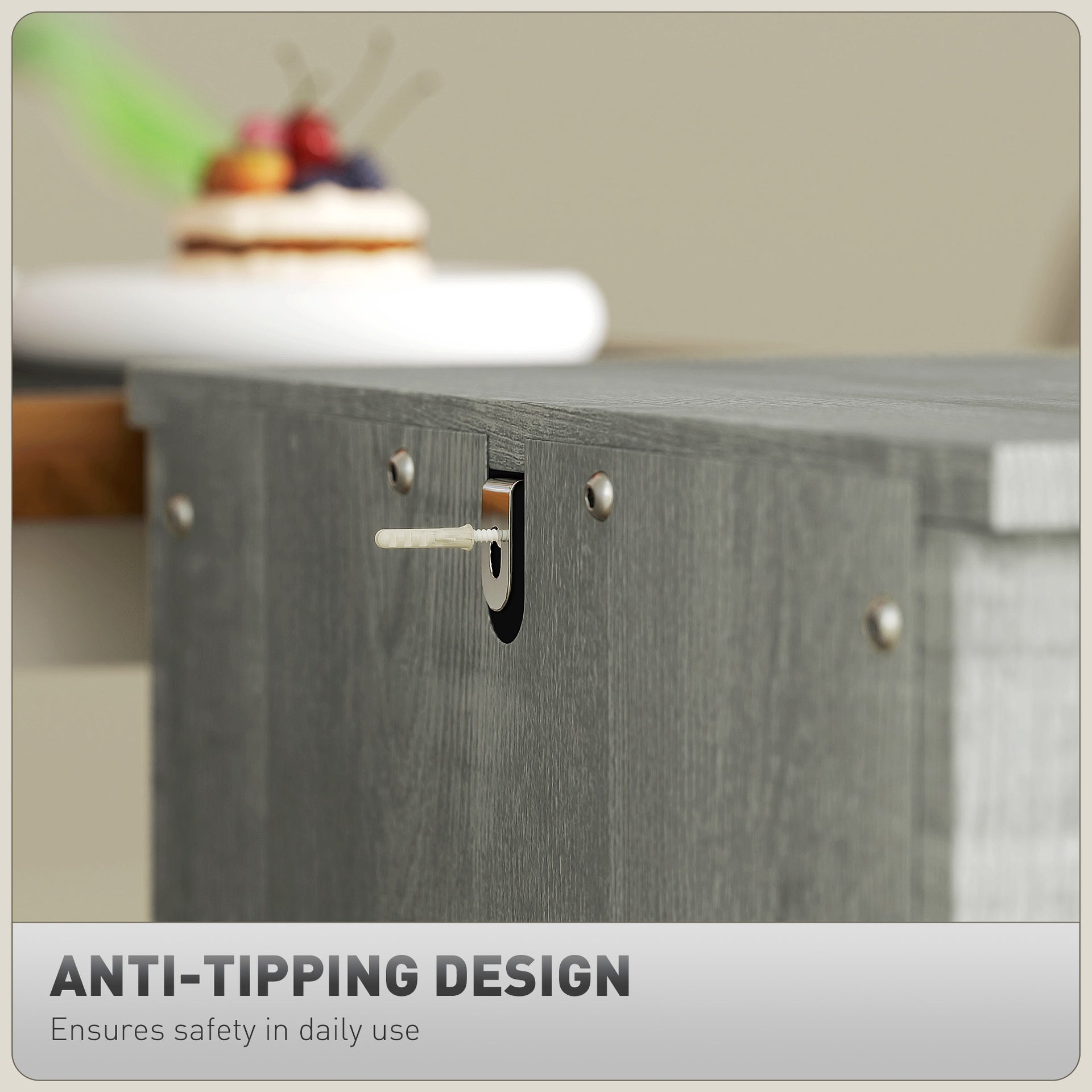 File Cabinet with 2 Drawers, Rustic Farmhouse Office Storage Cabinet,Light Gray