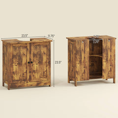 Bathroom Vanity Cabinet, Under Sink Bathroom Cabinet with 2 Doors and Adjustable Shelf, Rustic Brown (Without bathroom basin)
