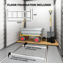 Dark Gray Outdoor Storage Shed with Foundation Kit, Lockable Doors and Gloves for Patio, Lawn