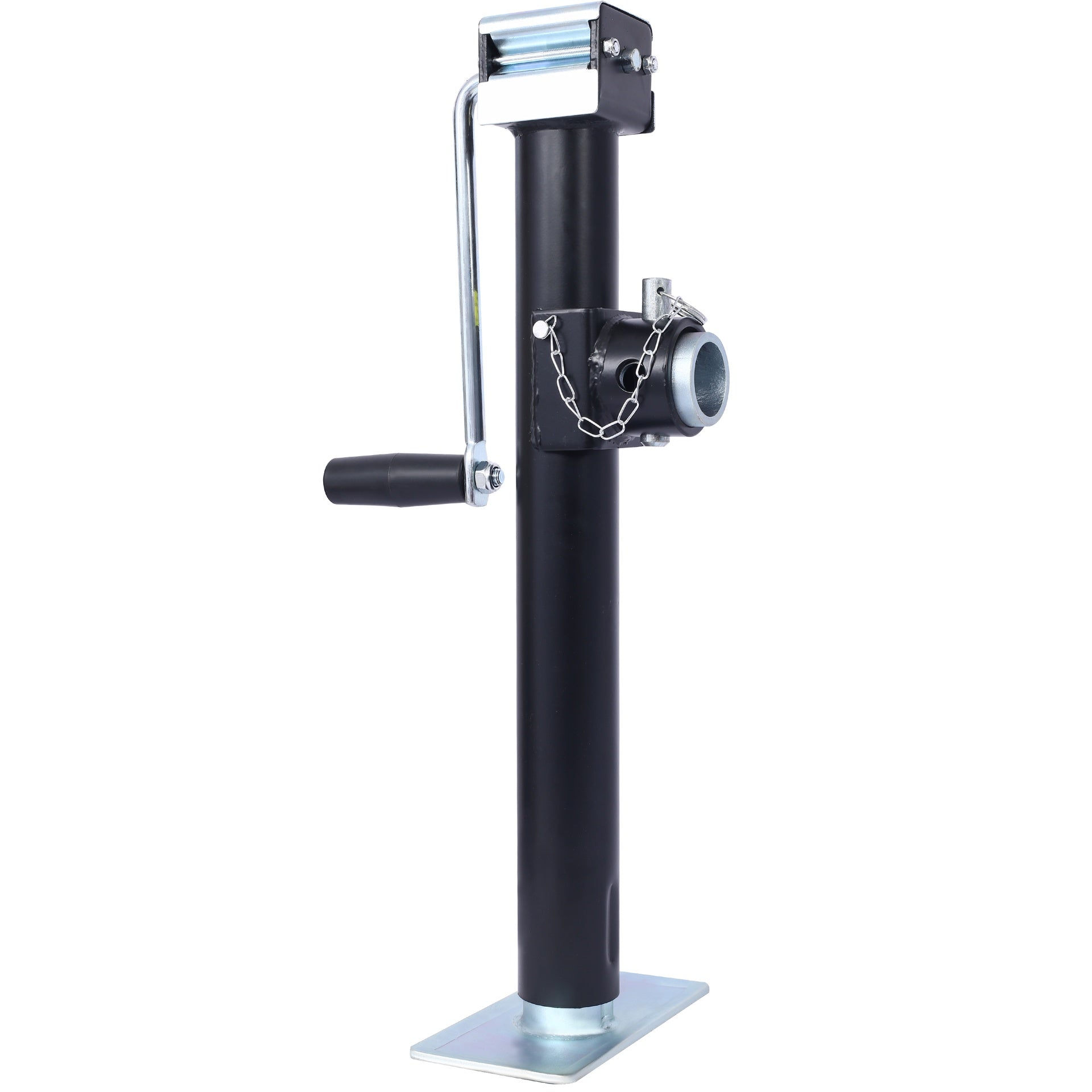 Weld-On Pipe-Mount Swivel Trailer Jack, 5,000 lbs. 15-1/2 Inches Vertical Travel, black