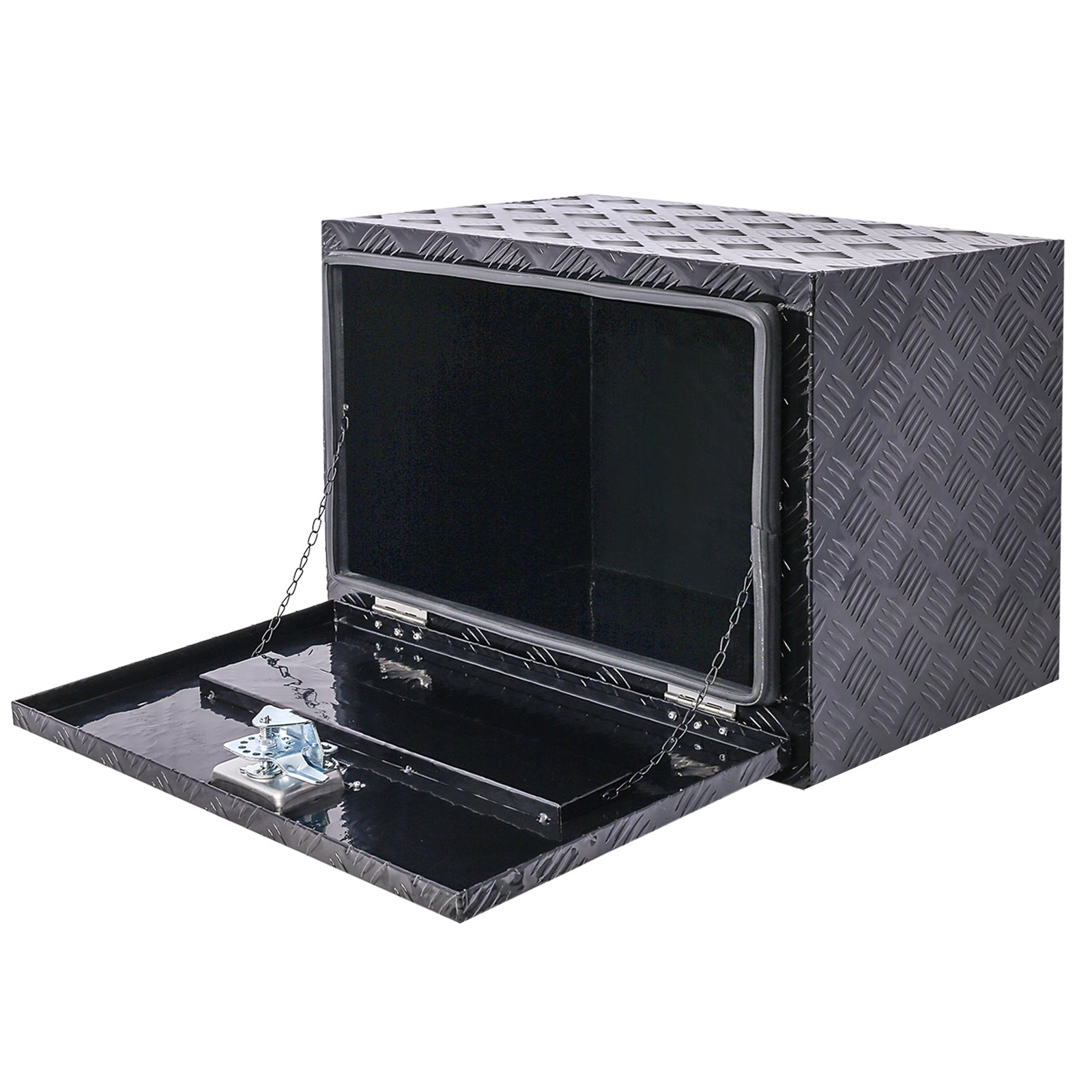24inch Aluminum tool box,heavy duty truck bed tool box,outdoor trailer pickup storage tool box,RV storage organizer,underbody  box w/lock keys,black