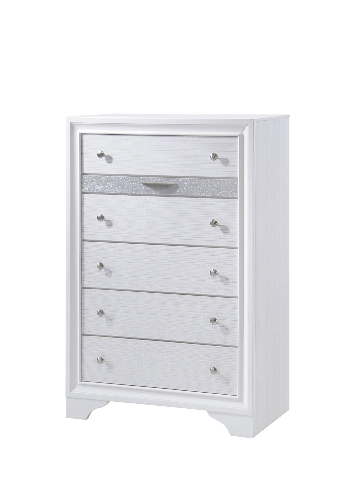 Matrix Traditional Style 5 Drawer Chest made with Wood in White color
