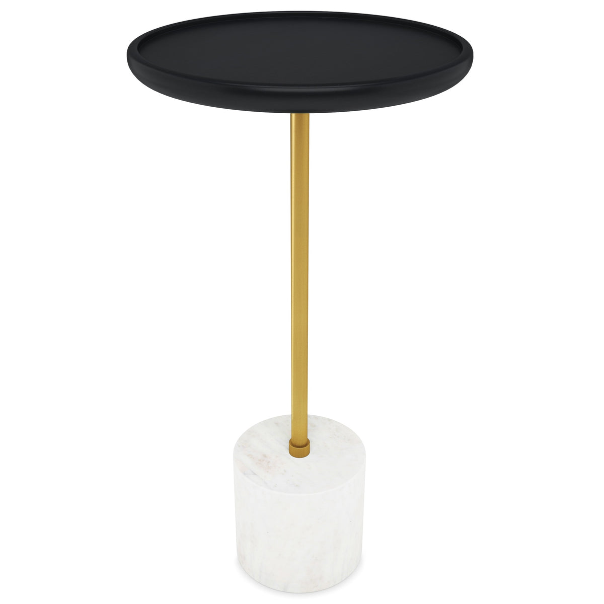 Turner 12 inch Wide Solid Mango/Genuine Marble/Iron Modern End Table in Black/Gold/White