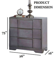 Contemporary Style 1pc Nightstand Nickel Finger Pulls Dovetail Drawers Ball Bearing Glide Gray Finish Bedroom Furniture