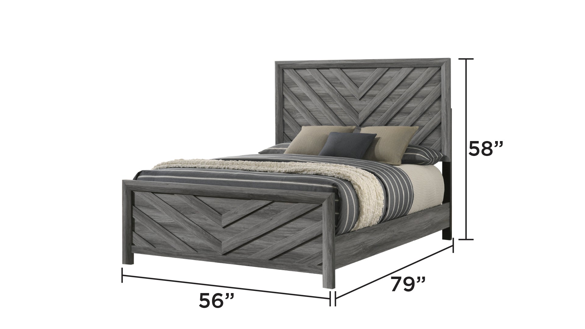 Denver Modern Style Full Bed Made with Wood in Gray(NJ INVENTORY)