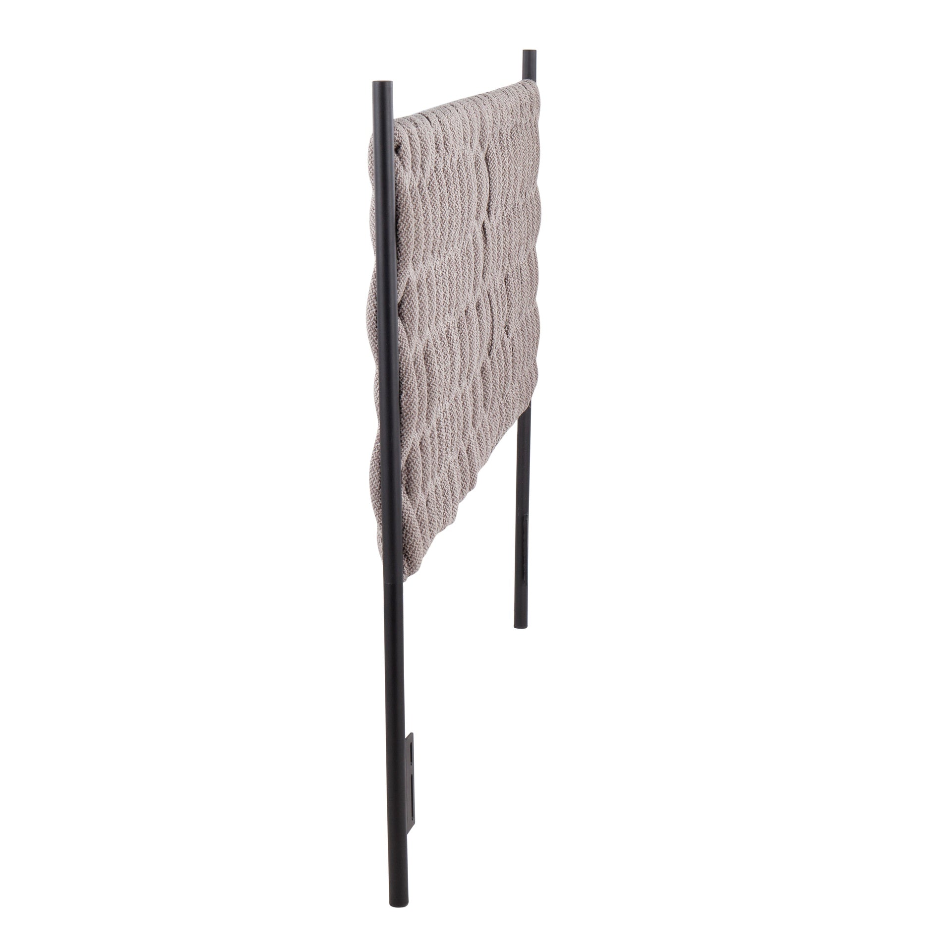 Braided Matisse Queen Size Headboard in Black Metal and Grey Fabric by LumiSource