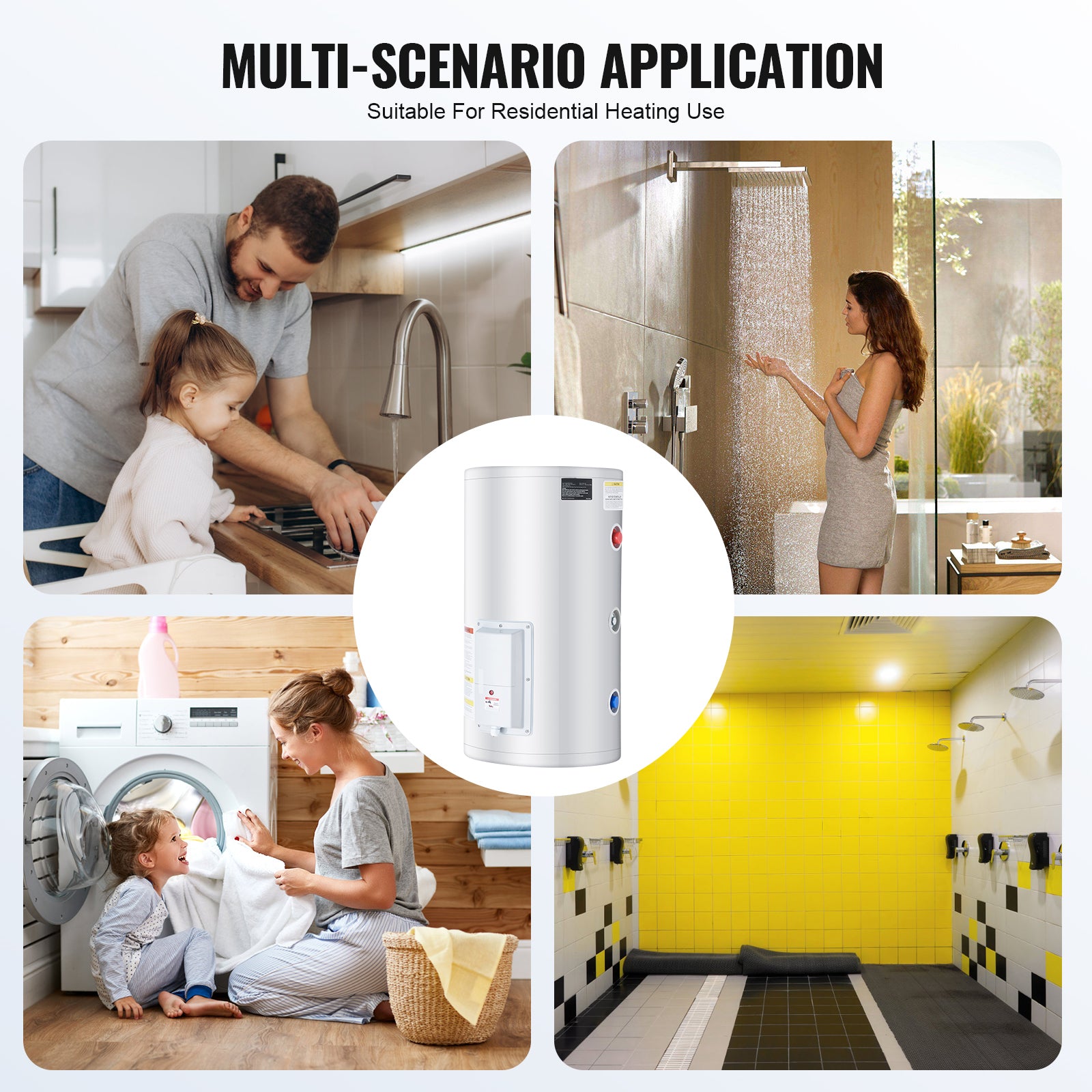18 Gallon Electric Water Heater Instant Hot 1.6Kw LED Display for Shower